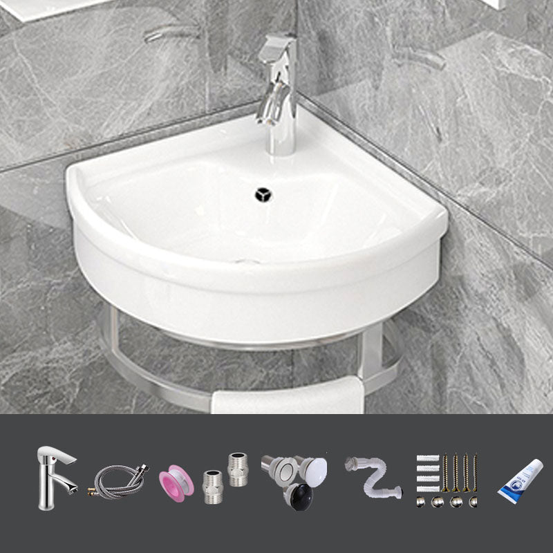 Bathroom Sink White Ceramic Wall-mounted Mirror Faucet Anti-spill Sink