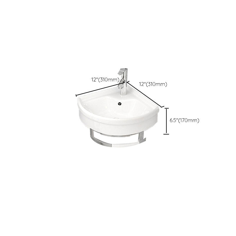 Bathroom Sink White Ceramic Wall-mounted Mirror Faucet Anti-spill Sink