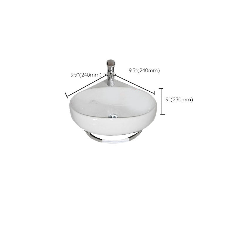 Bathroom Sink White Ceramic Wall-mounted Mirror Faucet Anti-spill Sink