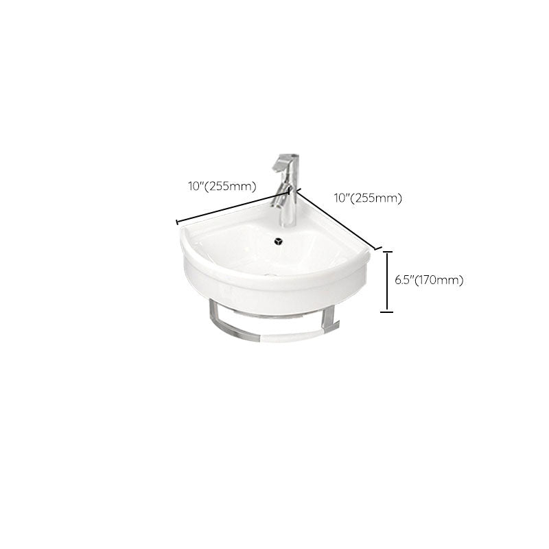 Bathroom Sink White Ceramic Wall-mounted Mirror Faucet Anti-spill Sink