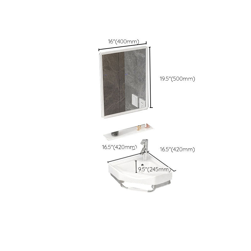 Bathroom Sink White Ceramic Wall-mounted Mirror Faucet Anti-spill Sink