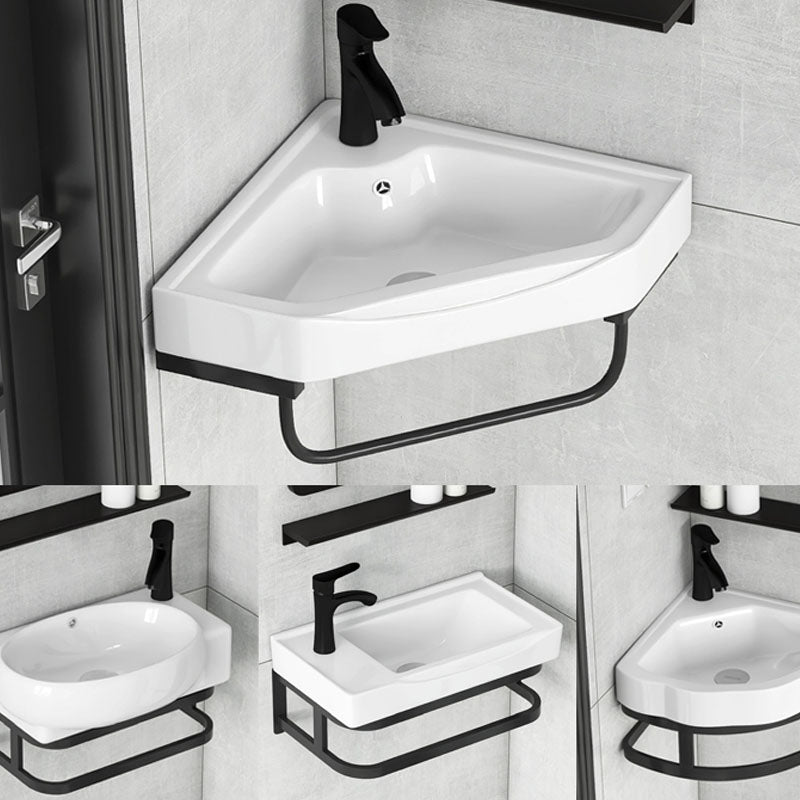Contemporary Bathroom Sink with Pop-Up Drain Resin Specialty Wall Mount Bathroom Sink