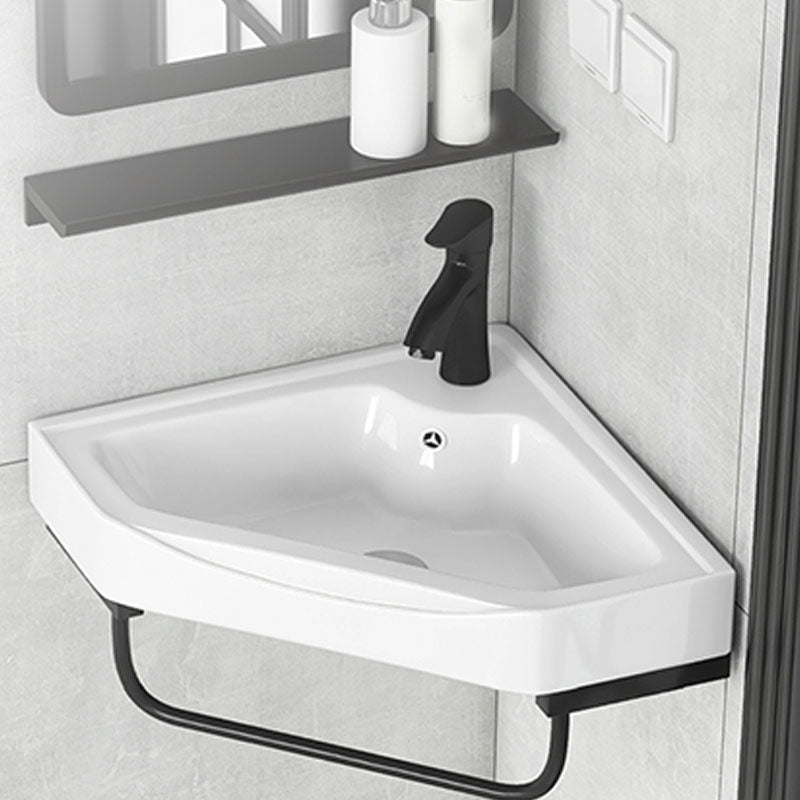 Contemporary Bathroom Sink with Pop-Up Drain Resin Specialty Wall Mount Bathroom Sink