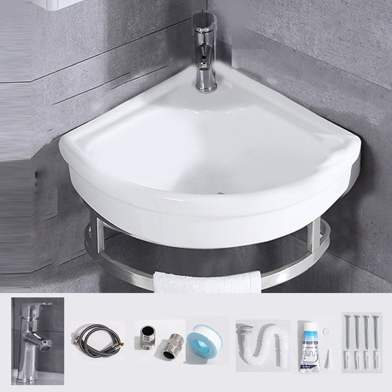 Contemporary Bathroom Sink with Pop-Up Drain Resin Specialty Wall Mount Bathroom Sink