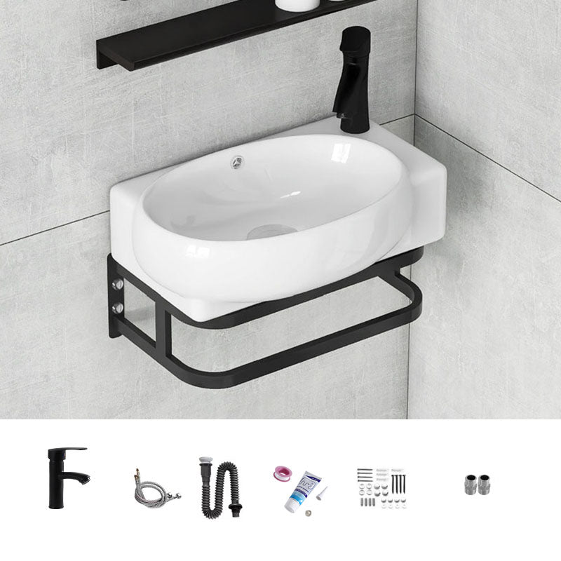 Contemporary Bathroom Sink with Pop-Up Drain Resin Specialty Wall Mount Bathroom Sink