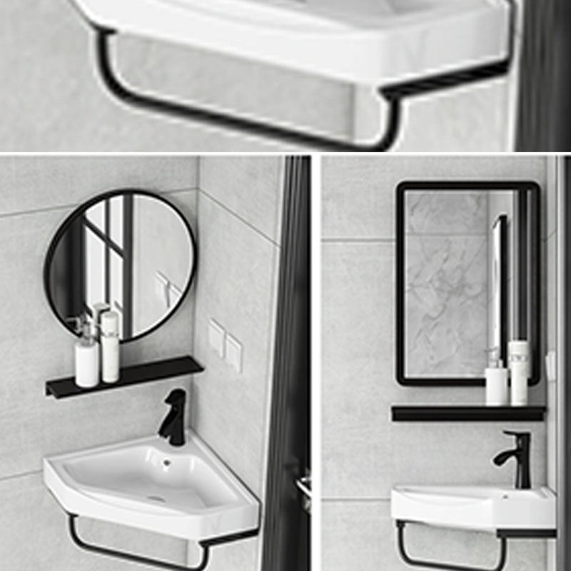Contemporary Bathroom Sink with Pop-Up Drain Resin Specialty Wall Mount Bathroom Sink