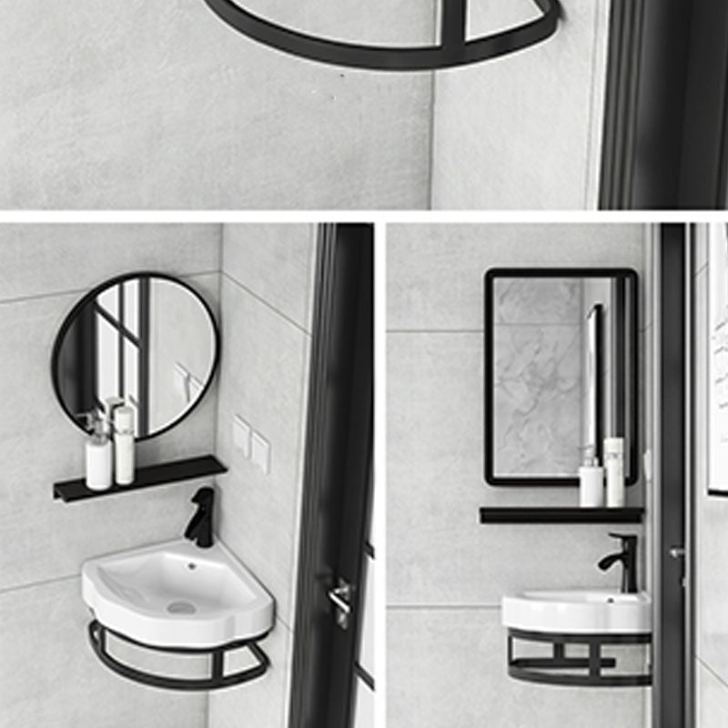 Contemporary Bathroom Sink with Pop-Up Drain Resin Specialty Wall Mount Bathroom Sink