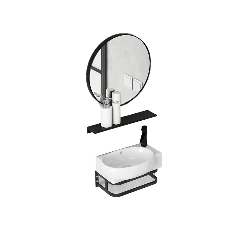 Contemporary Bathroom Sink with Pop-Up Drain Resin Specialty Wall Mount Bathroom Sink