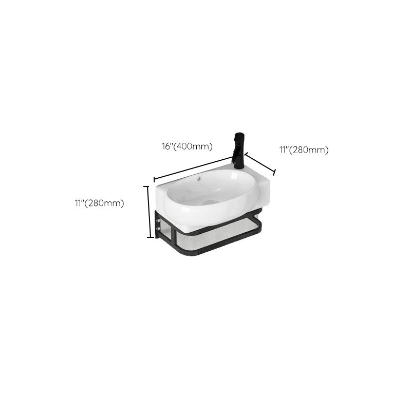 Contemporary Bathroom Sink with Pop-Up Drain Resin Specialty Wall Mount Bathroom Sink
