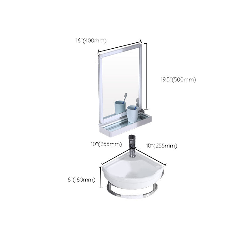 Contemporary Bathroom Sink with Pop-Up Drain Resin Specialty Wall Mount Bathroom Sink