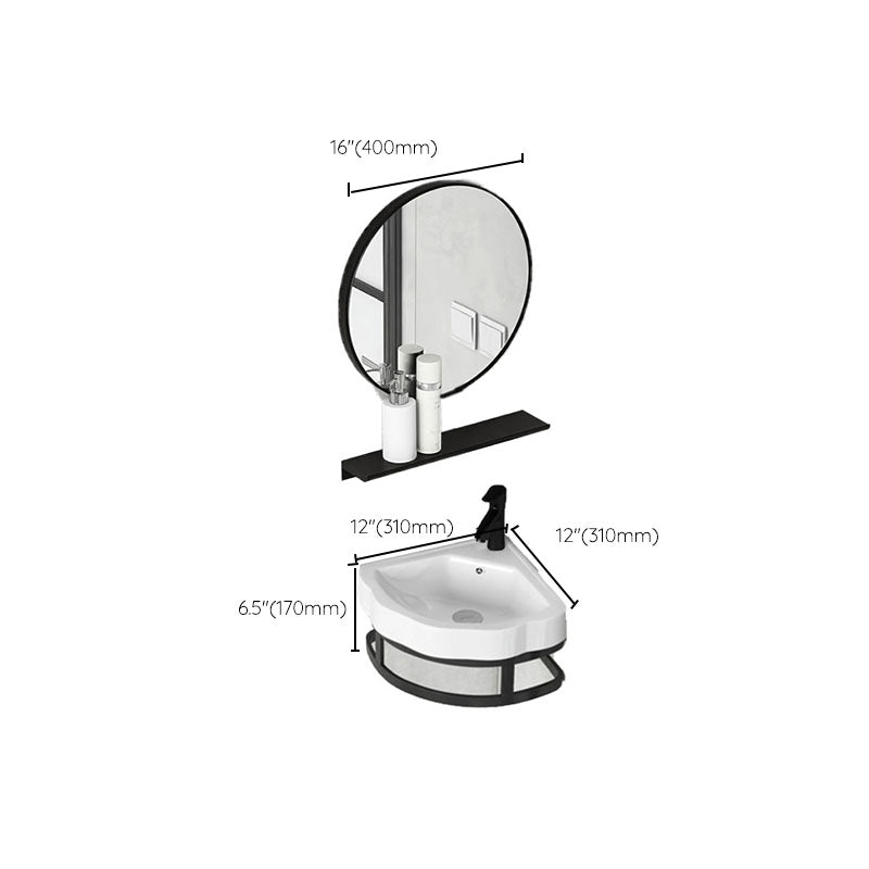 Contemporary Bathroom Sink with Pop-Up Drain Resin Specialty Wall Mount Bathroom Sink