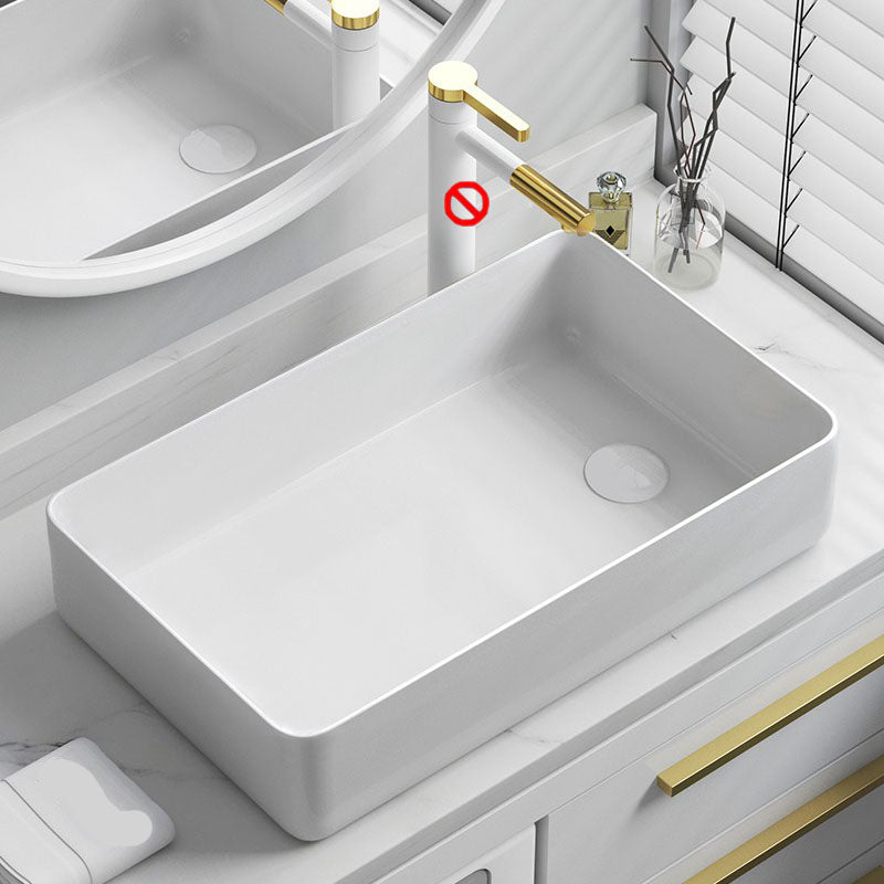 Bathroom Sink Ceramic Rectangular Faucet Single Rod Handle Sink