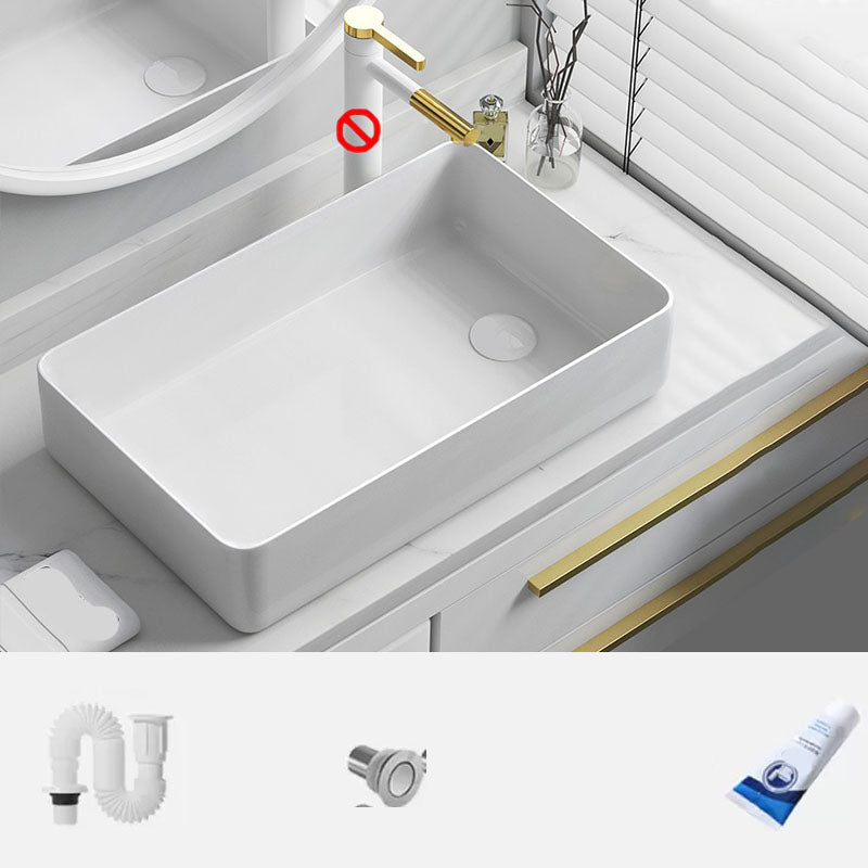 Bathroom Sink Ceramic Rectangular Faucet Single Rod Handle Sink