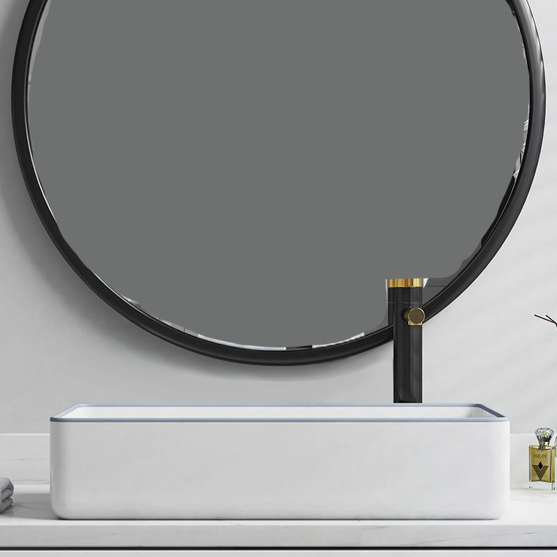 Bathroom Sink Ceramic Rectangular Faucet Single Rod Handle Sink