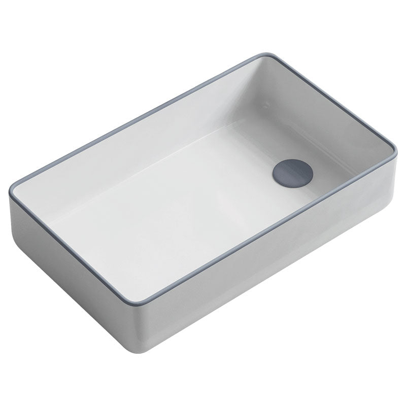 Bathroom Sink Ceramic Rectangular Faucet Single Rod Handle Sink