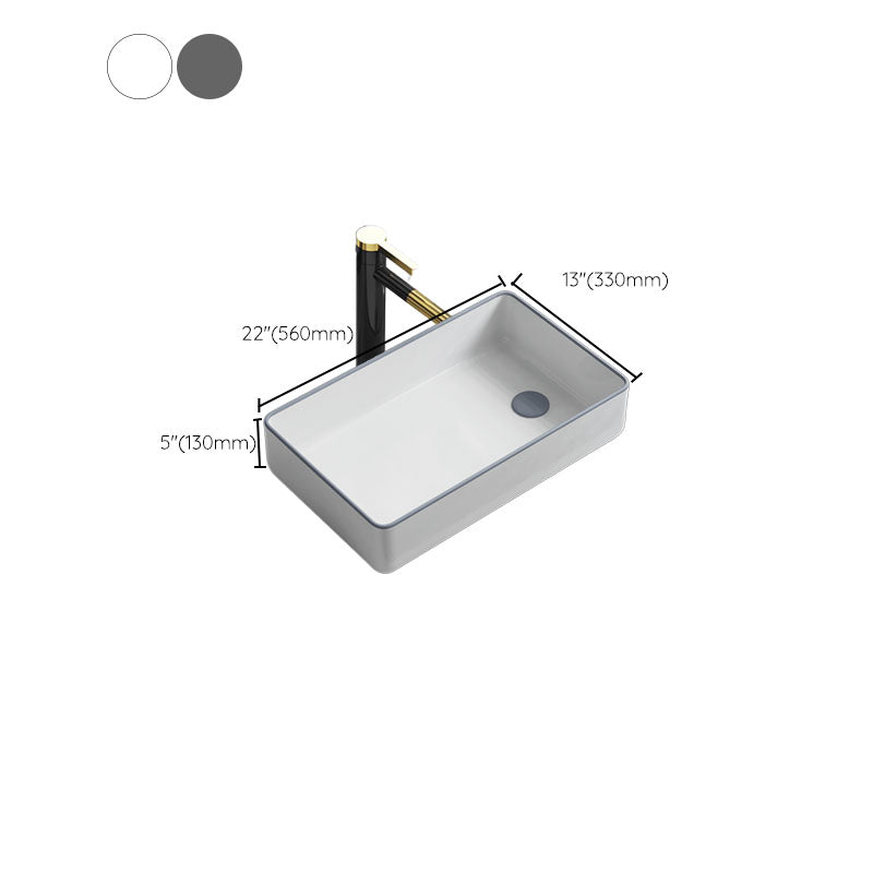 Bathroom Sink Ceramic Rectangular Faucet Single Rod Handle Sink