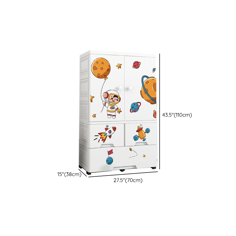 Plastic Kids Armoire Closet Urban Shelved Kids Wardrobe in White