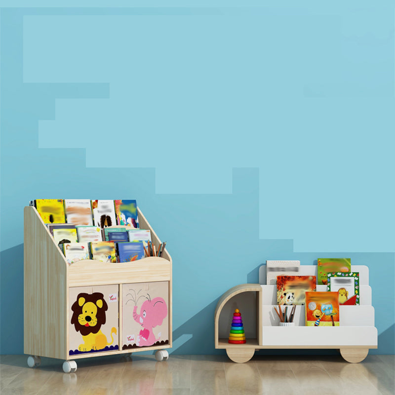 Modern Closed Back Bookshelf Freestanding Car Themed Bookcase