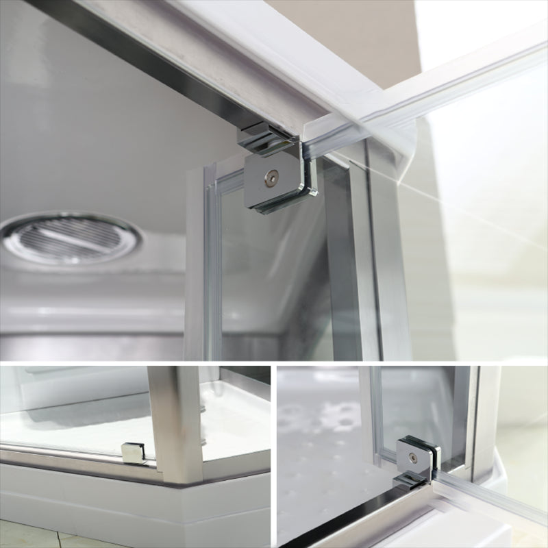 Neo-Angle Shower Stall Clear Tempered Glass Shower Enclosure With Shower Floor