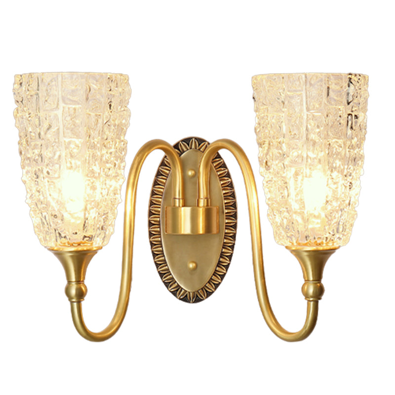 Modern Style Wall Lamp Copper Wall Mount Lamp with Glass Shade for Living Room