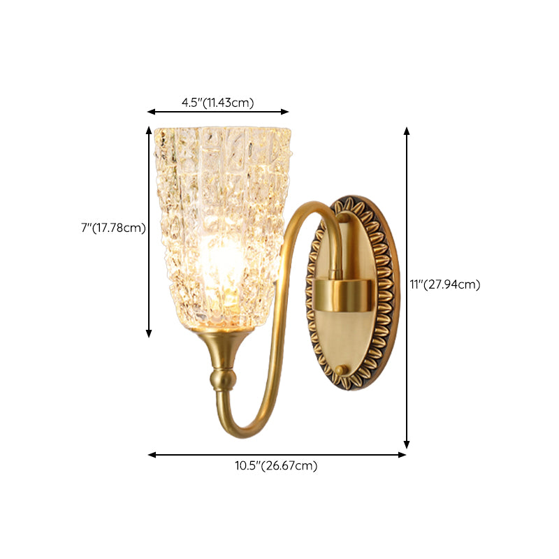 Modern Style Wall Lamp Copper Wall Mount Lamp with Glass Shade for Living Room