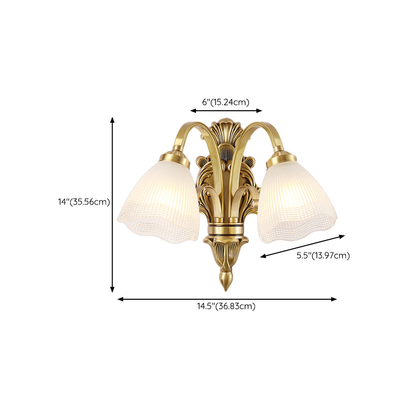 Modern Wall Lamp Copper Wall Mount Lamp with Glass Shade for Living Room