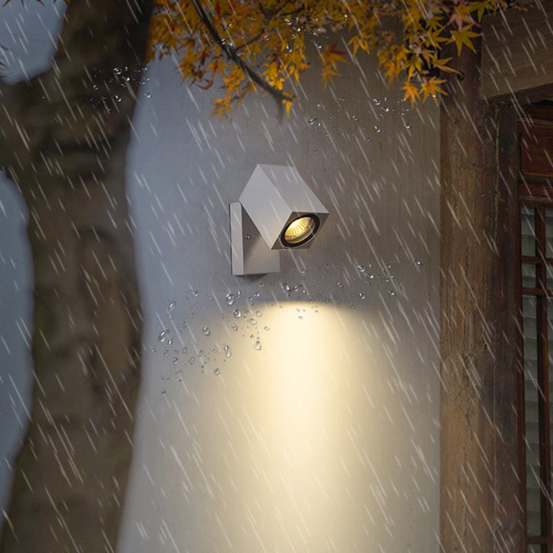 Simple Wall Sconce Rectangular Outdoor Wall Light Fixture with Metal