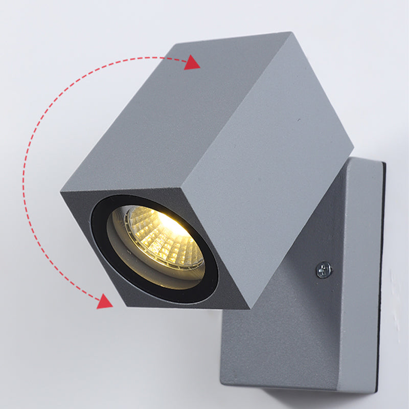 Simple Wall Sconce Rectangular Outdoor Wall Light Fixture with Metal