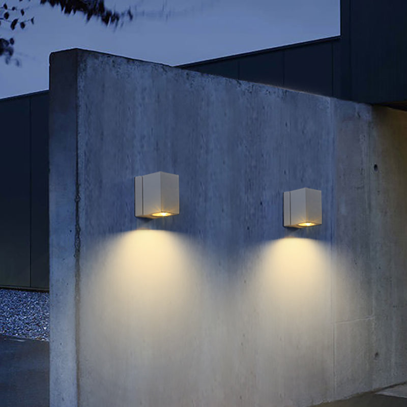 Simple Wall Sconce Rectangular Outdoor Wall Light Fixture with Metal