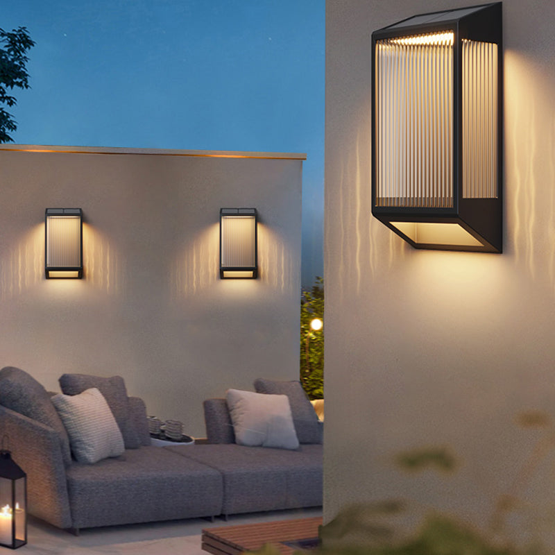 Simple Wall Sconce Black Outdoor Wall Light Fixture with Glass