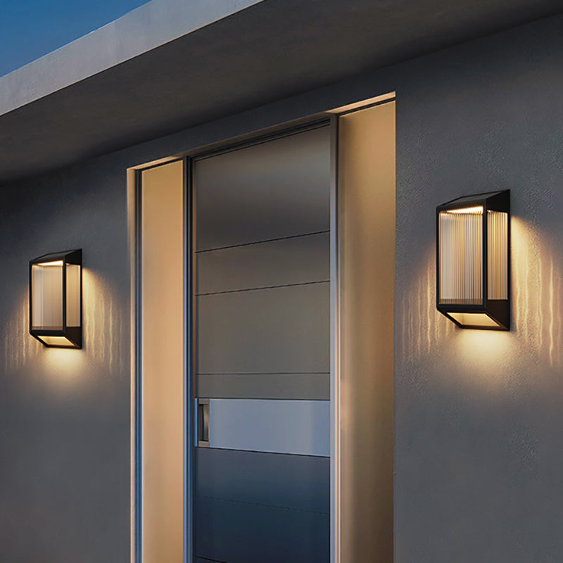 Simple Wall Sconce Black Outdoor Wall Light Fixture with Glass