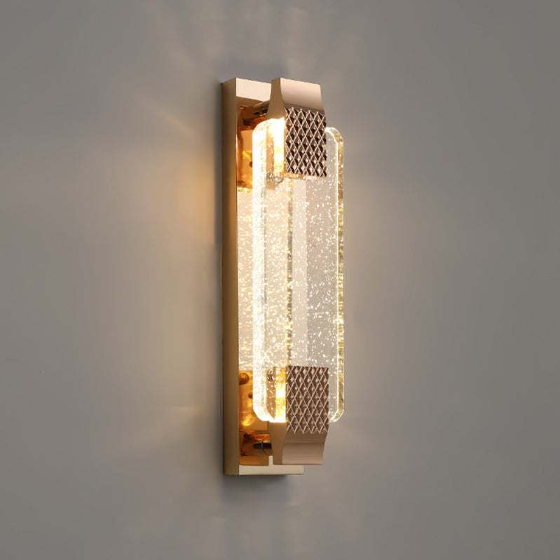 LED Crystal Wall Mount Lighting in Gold & Clear Modern Wall Sconce
