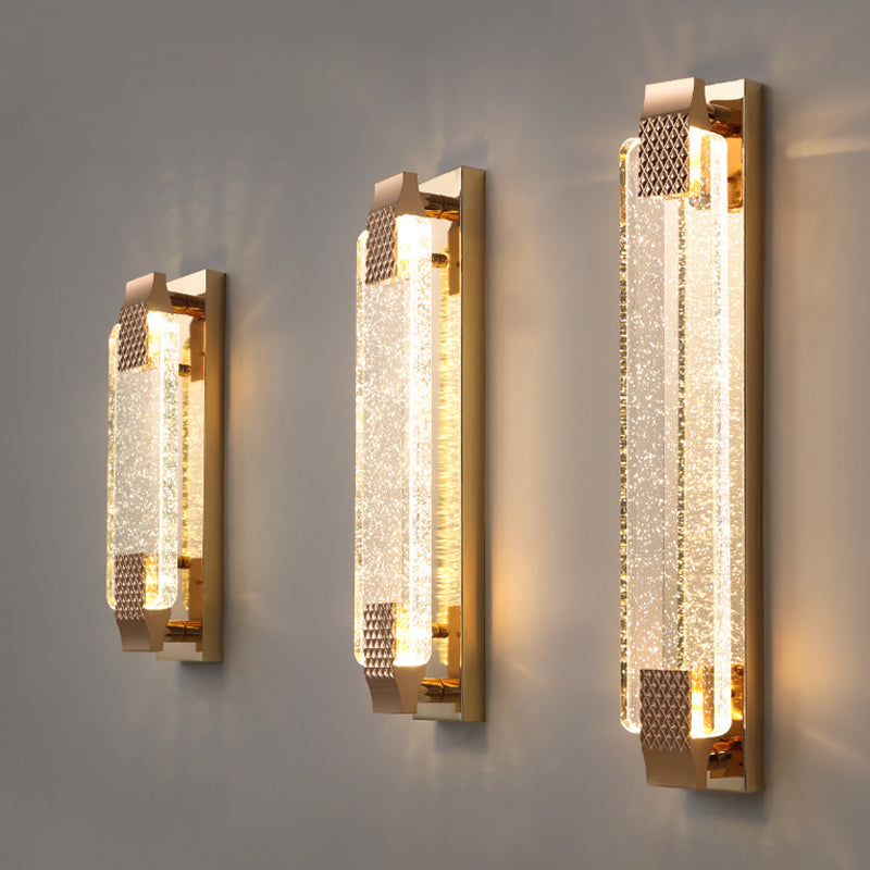 LED Crystal Wall Mount Lighting in Gold & Clear Modern Wall Sconce