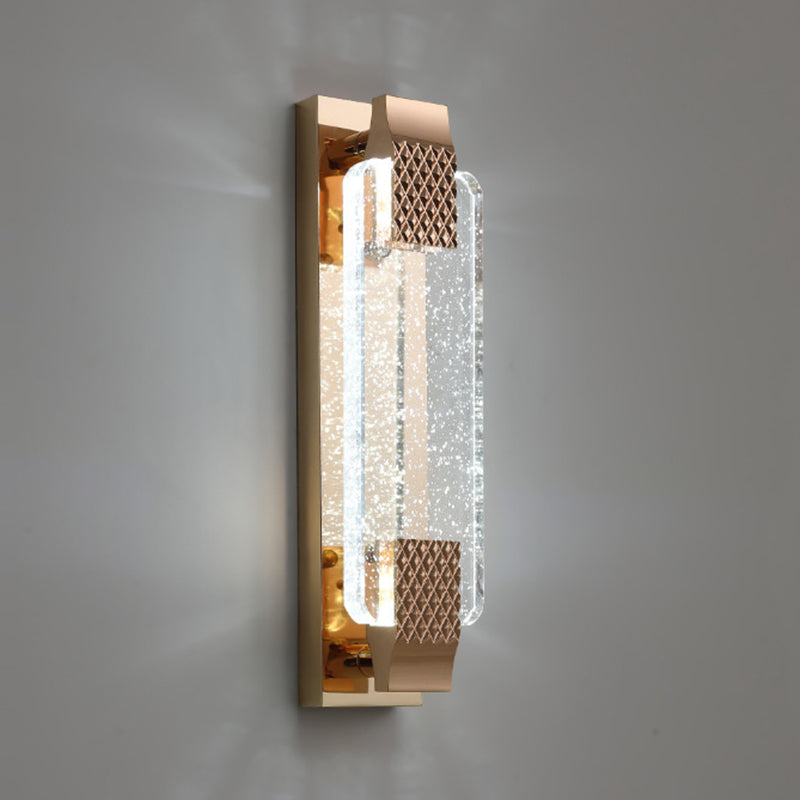 LED Crystal Wall Mount Lighting in Gold & Clear Modern Wall Sconce