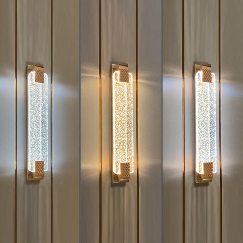 LED Crystal Wall Mount Lighting in Gold & Clear Modern Wall Sconce