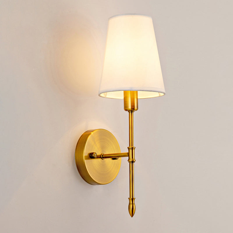 American Style Golden Vanity Light Fabric Shade Vanity Lamp for Shower Room