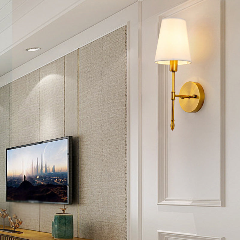 American Style Golden Vanity Light Fabric Shade Vanity Lamp for Shower Room