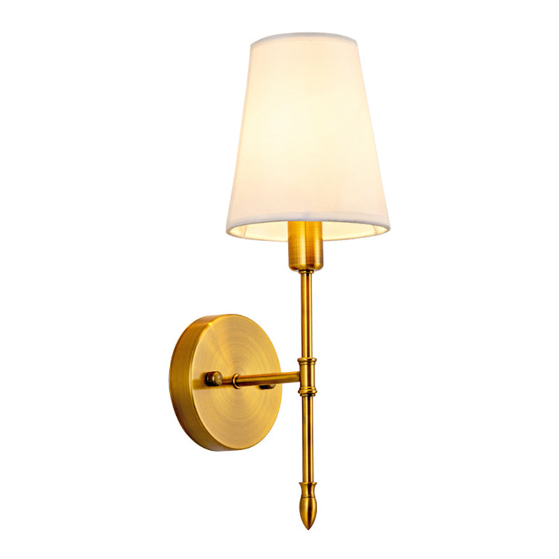 American Style Golden Vanity Light Fabric Shade Vanity Lamp for Shower Room