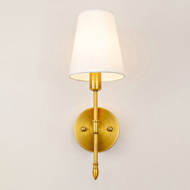 American Style Golden Vanity Light Fabric Shade Vanity Lamp for Shower Room