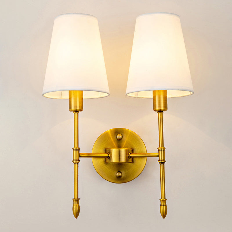 American Style Golden Vanity Light Fabric Shade Vanity Lamp for Shower Room