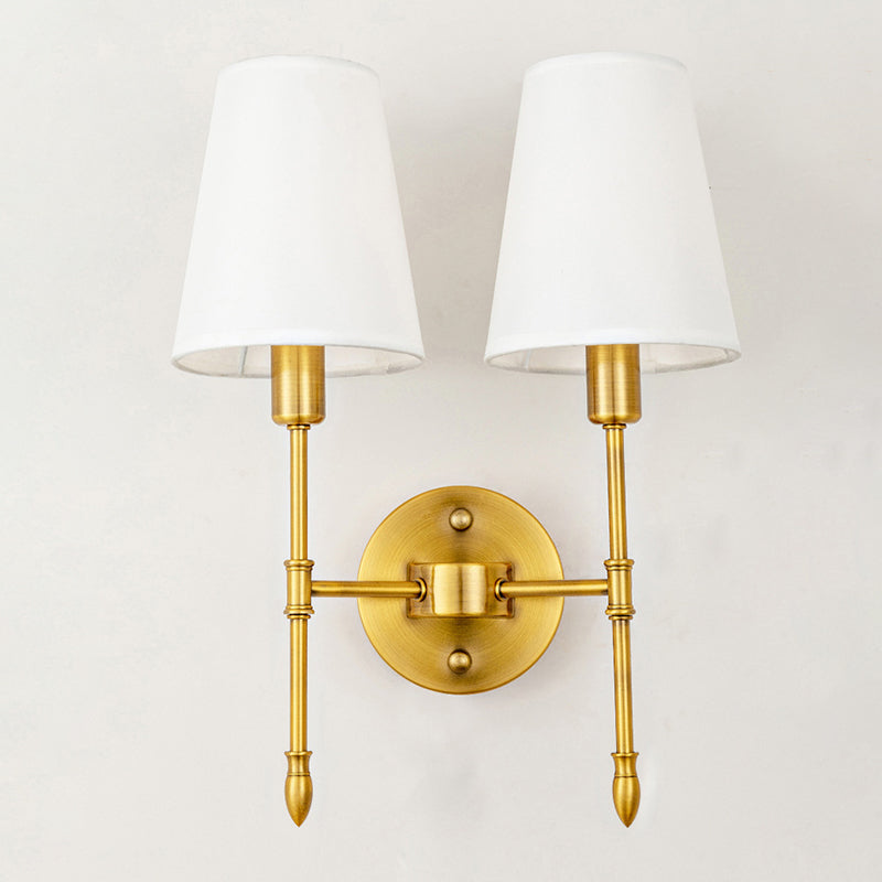 American Style Golden Vanity Light Fabric Shade Vanity Lamp for Shower Room