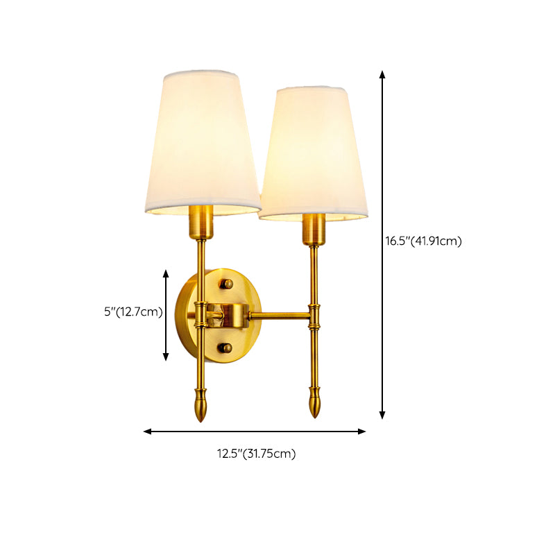 American Style Golden Vanity Light Fabric Shade Vanity Lamp for Shower Room