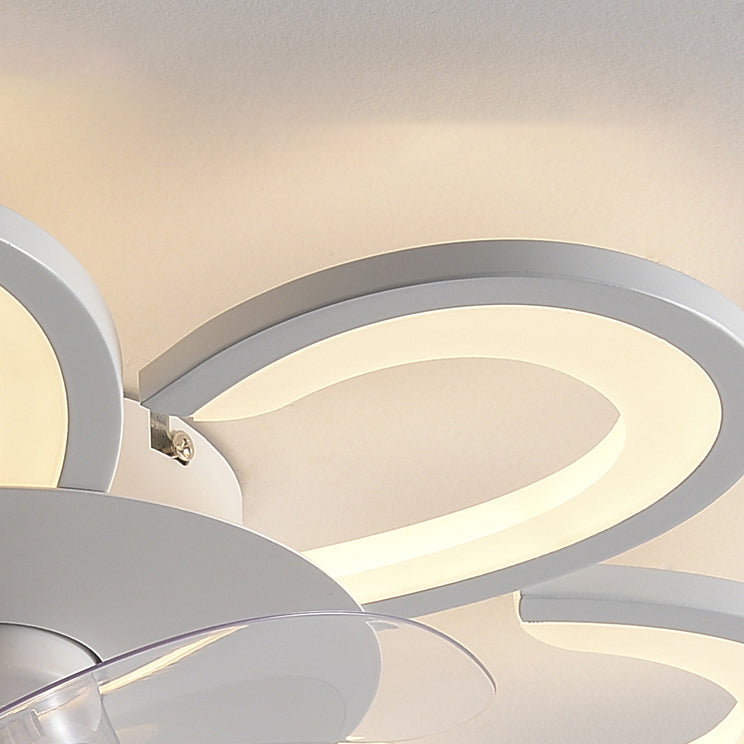 Contemporary Single White Ceiling Fan Lamp LED Acrylic Ceiling Fan Light