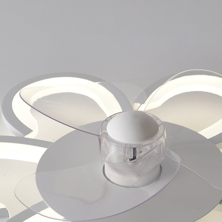 Contemporary Single White Ceiling Fan Lamp LED Acrylic Ceiling Fan Light