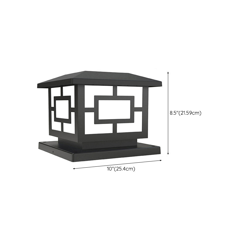 LED Contemporary Metal Pillar Lamp Square Shape Outdoor Waterproof Light