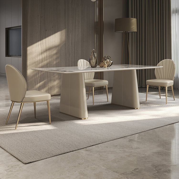 Nordic Style 1/4/5/7 Pieces Furniture Rectangle Stone Dining Table Set in White