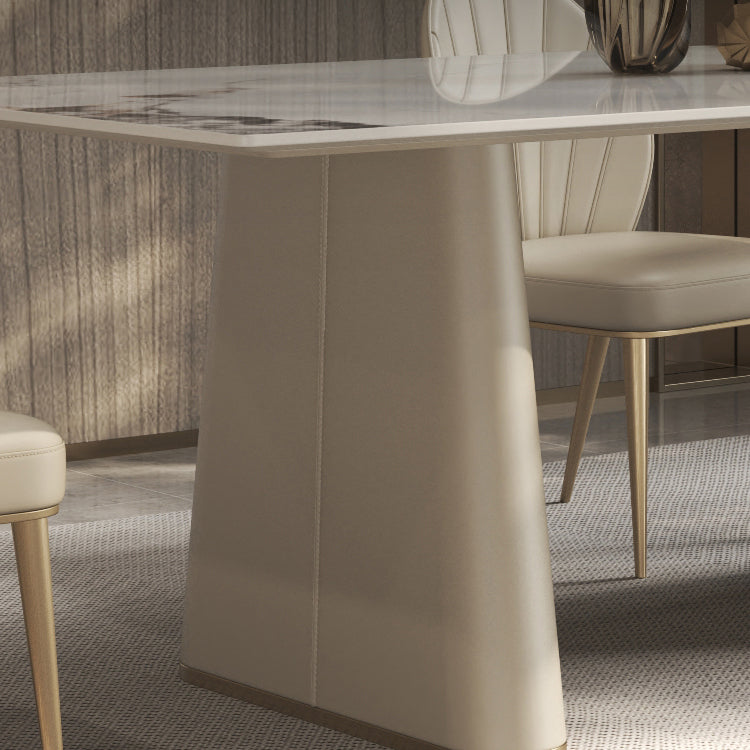 Nordic Style 1/4/5/7 Pieces Furniture Rectangle Stone Dining Table Set in White