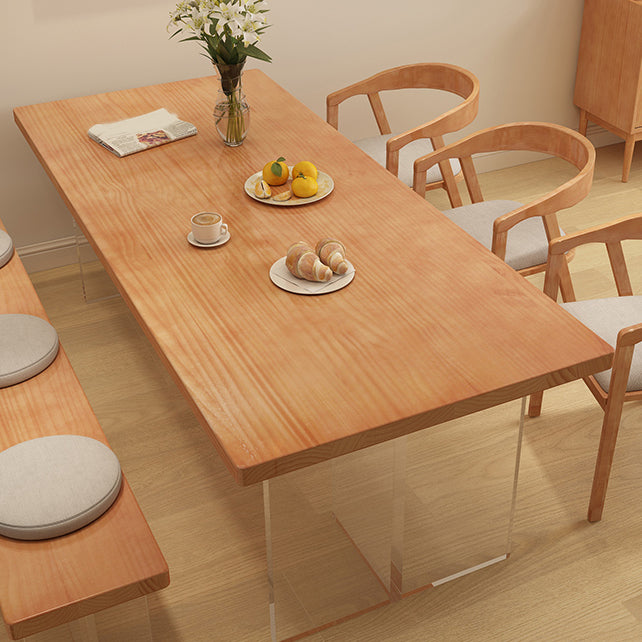 Fixed Modern Dinette Set 1/7 Pcs Brown Solid Wood Furniture for Home