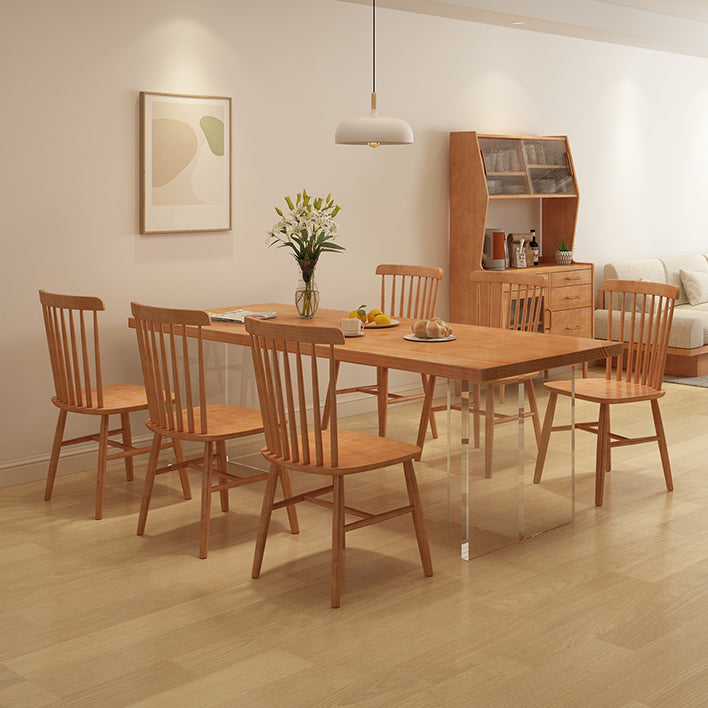 Fixed Modern Dinette Set 1/7 Pcs Brown Solid Wood Furniture for Home