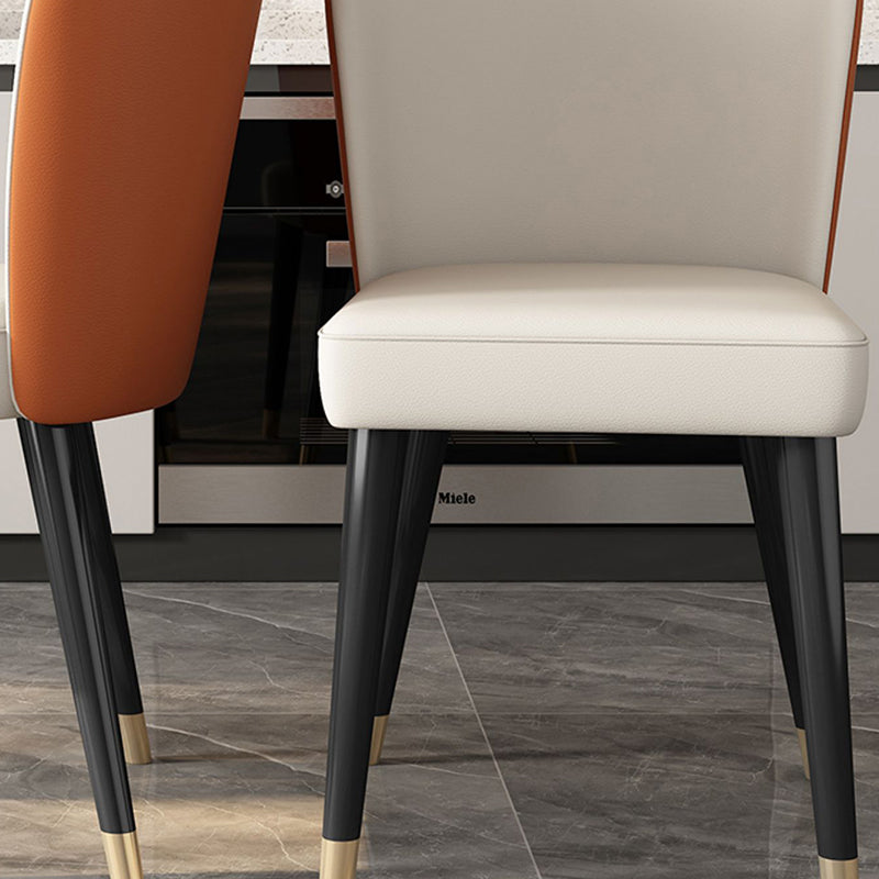 Industrial Style Armless Chair Faux Leather Parsons Chairs for Bedroom